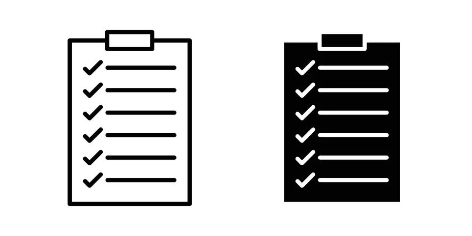 Check list icon solid, line, and editable vector set. Stock Illustration