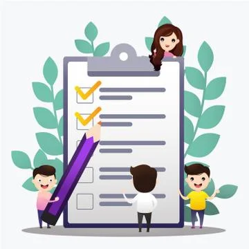 Check list illustration. People creating plan and checking. Concept of succes Stock Illustration