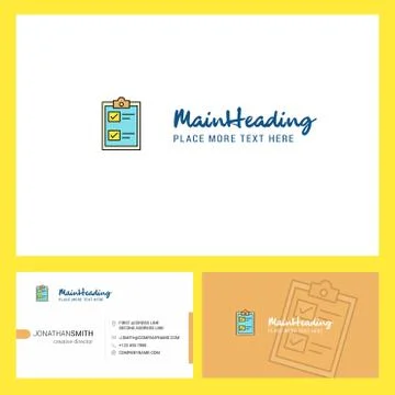 Check list Logo design with Tagline &amp; Front and Back Busienss Card Template.  Ilustração Stock