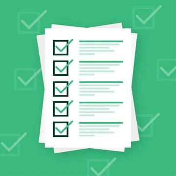Check List lon green background. Checkmark sign. Vector illustration. Stockillustratie