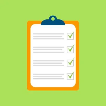 Check list on the notebook isolated on green. Vector illustration Stock Illustration