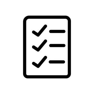 Check list page line icon isolated on white background. Black flat thin ico.. Stock Illustration