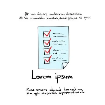 Check List Paper Document Hand Draw Color Icon 스톡 일러스트