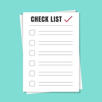 Check List Paper Stack with Red Check Mark Flat Illustration 스톡 일러스트