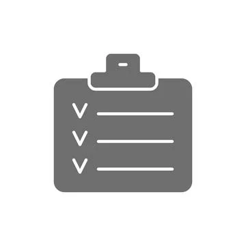 Check list, planner, schedule, notebook grey icon. Stock Illustration