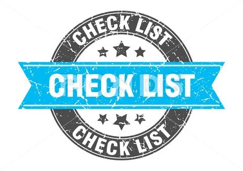 Check list round stamp with turquoise ribbon. check list: Royalty Free ...