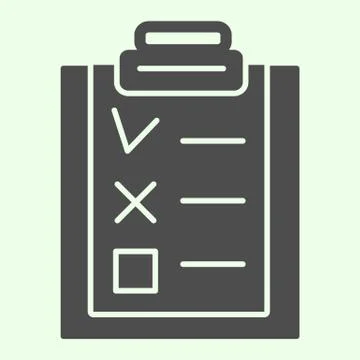 Check list solid icon. Office clipboard with marked and canceled items glyph Illustrazione stock