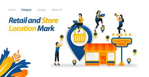 Check Location of Nearest Store or Market that Provides Daily Necessities. Ve Ilustración de archivo