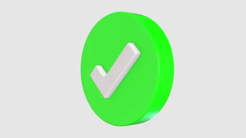 Check Mark 3D Icon Rotating on a Transparent Background. Seamless Loop. Tick. 4K Vidéo 292248026