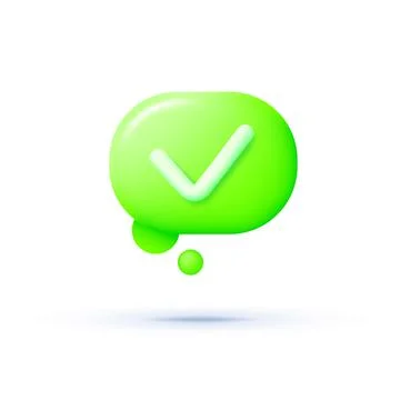 Check mark in 3d style. Check list button icon. Social media. 3d chat bubble Stock Illustration
