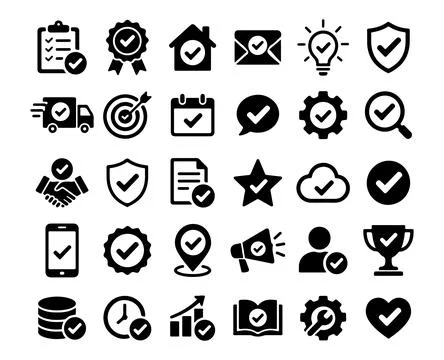 Check Mark and Approval Business Icons Vector Set Ilustración de archivo