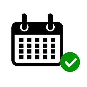 Check mark and calendar. Fixing appointment. Fixing plan and agenda. Vector. Stock Illustration