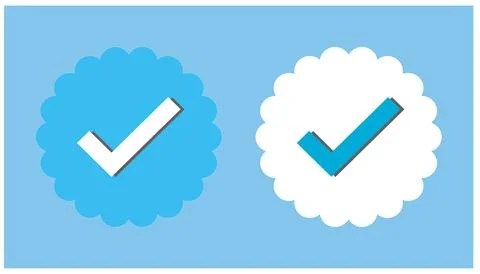 Check mark and check mark icon on blue background. Vector illustration. Stock Illustration