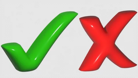 Check mark and cross 3D bounce and spin animation with transparent background Stock Footage 235814766