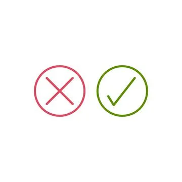 Check mark and cross box icons. right and wrong symbol. Tick vote flat icons  Stock Illustration