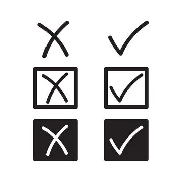 Check mark and cross icon silhouette. Stock Illustration