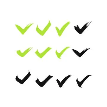 Check mark and cross icon set. Circle with quare. green color black color, Stock Illustration