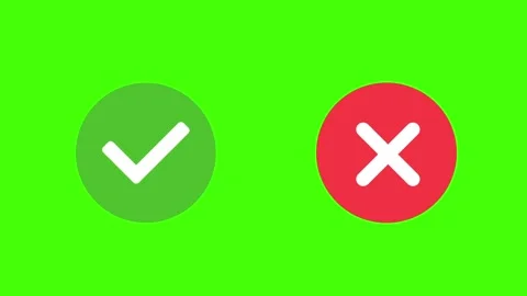 Check Mark and Cross Icons on Green Screen Confirm Cancel Loop Animation Stock Footage 341601673