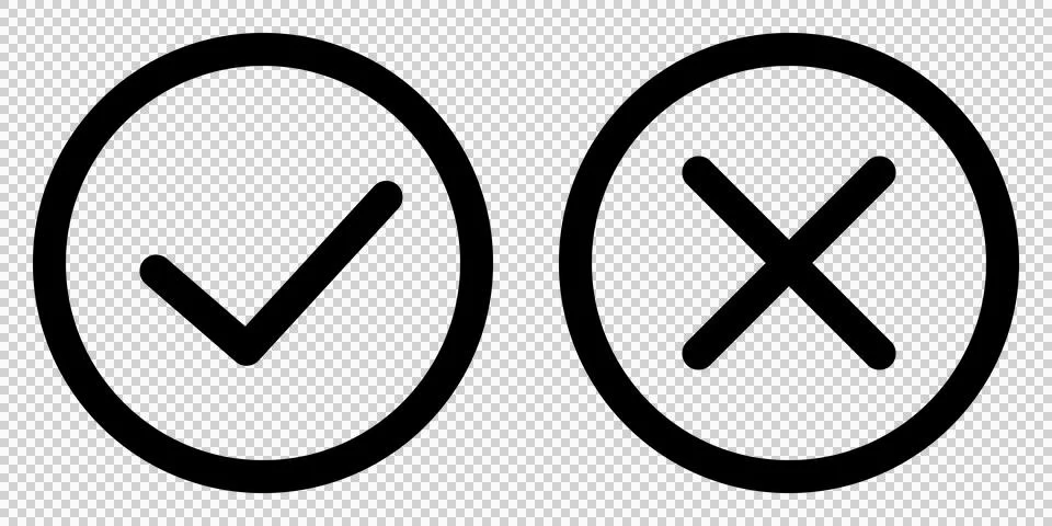 Check mark and cross mark with circle Stock Illustration