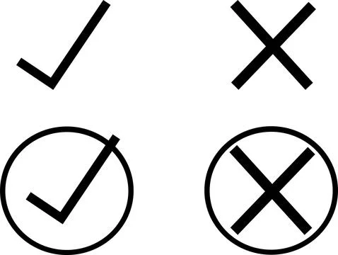 Check mark and cross mark icon isolated on white background Stock Illustration