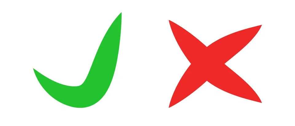 Check mark and cross mark icon set. Stock Illustration