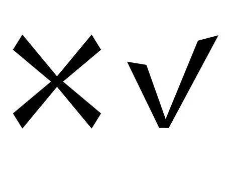 Check mark and cross mark icon - vector silhouette image. Illustrazione stock
