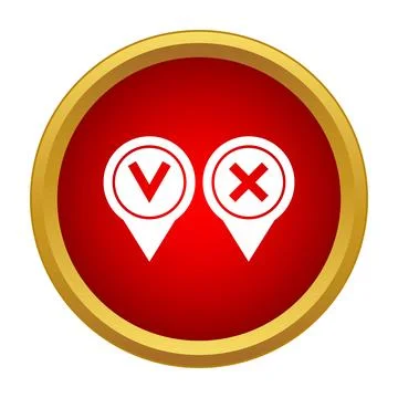 Check mark and cross mark location pin icons 스톡 일러스트