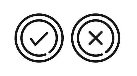 Check mark and cross mark vector icon set Stock Illustration