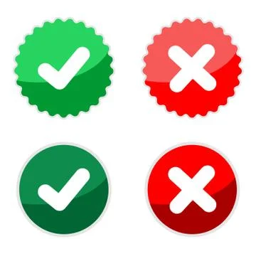 Check Mark and Cross, True and Wrong, Approved and Denial Illustration Design. E Illustrazione stock