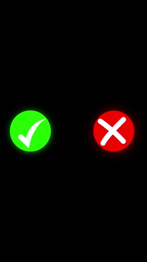 Check mark and cross vertical video on dark background for approval and rej.. 動画素材 344860546