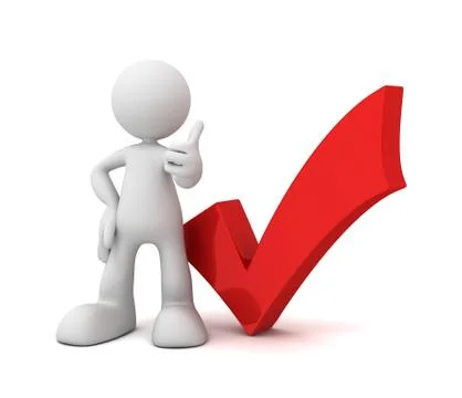 Check mark and man concept illustration Stock Illustration