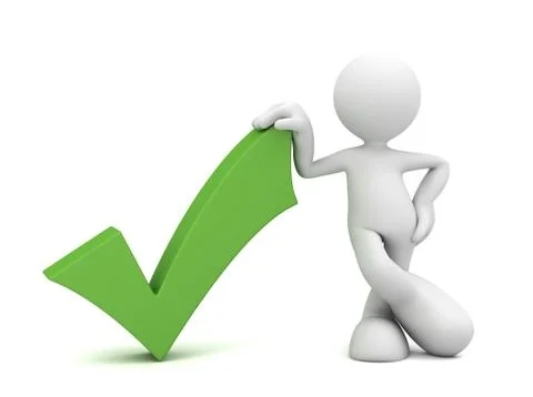 Check mark and man concept 3d illustration Stock Illustration