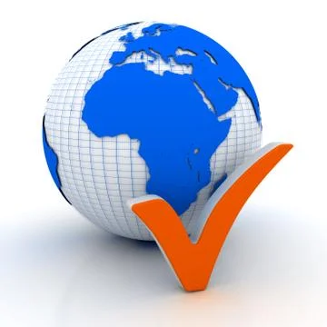 Check mark and planet Stock Illustration