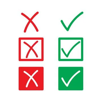 Check mark and red cross icon. Stock Illustration