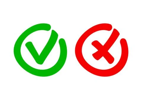 Check mark and X mark icon vector Stock Illustration