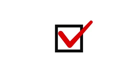 Check Mark Animation in Checkbox with Red Tick on White Background Stock Footage 312416177