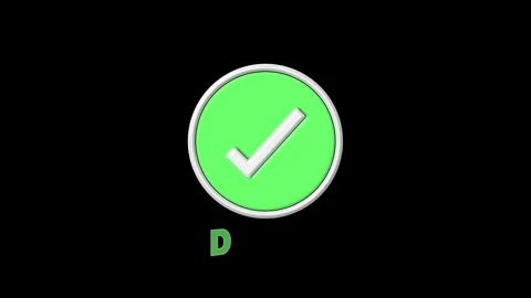 Check mark animation inside white 3d circle with letter d. Check mark succe.. Stock Footage 341127800