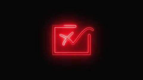 Check mark animation with red neon. Check mark success and rejection cross... Stock Footage 337813514