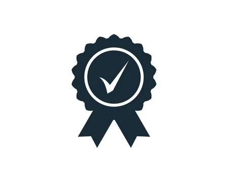 Check Mark Award Rosette Stamp Icon Vector Logo Template Illustration Design Stock Illustration