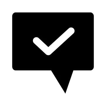 Check mark balloon silhouette icon. Vector. Stock Illustration