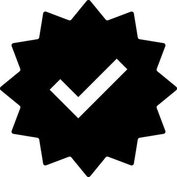 Check mark. Black tick verified badge icon. Approved profile sign. Tick in .. Stock-Illustration