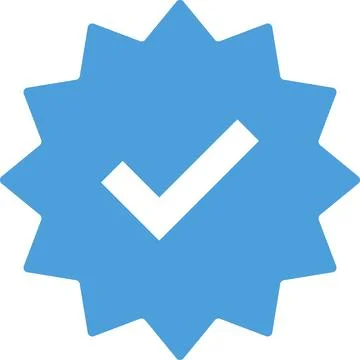 Check mark. Blue tick verified badge icon. Approved profile sign. Tick in r.. Stock Illustration