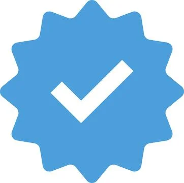 Check mark. Blue tick verified badge icon. Approved profile sign. Tick in r.. Stock Illustration