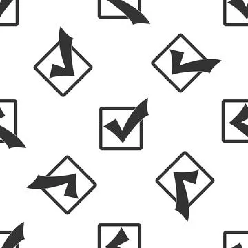 Check mark in a box icon seamless pattern on white background. Tick symbol... Illustrazione stock