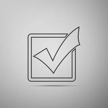 Check mark in a box line icon isolated on grey background. Tick symbol. Check 库存插图