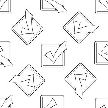 Check mark in a box line icon isolated seamless pattern on white background Stock Illustration