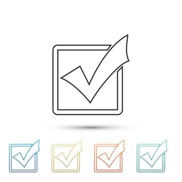 Check mark in a box line icon isolated on white background. Tick symbol. Check 스톡 일러스트