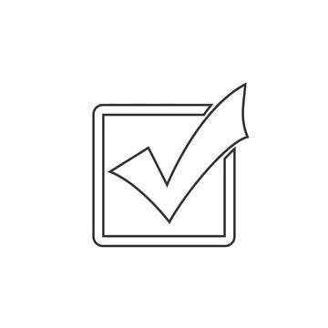 Check mark in a box line icon isolated. Tick symbol. Check list button sign 스톡 일러스트