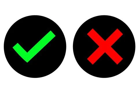 Check Mark Box Yes No Approved Disapproved Accept Rejected Right Wrong Ok N.. Stock Illustration