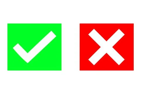 Check Mark Box Yes No Approved Disapproved Accept Rejected Right Wrong Ok N.. Stock Illustration